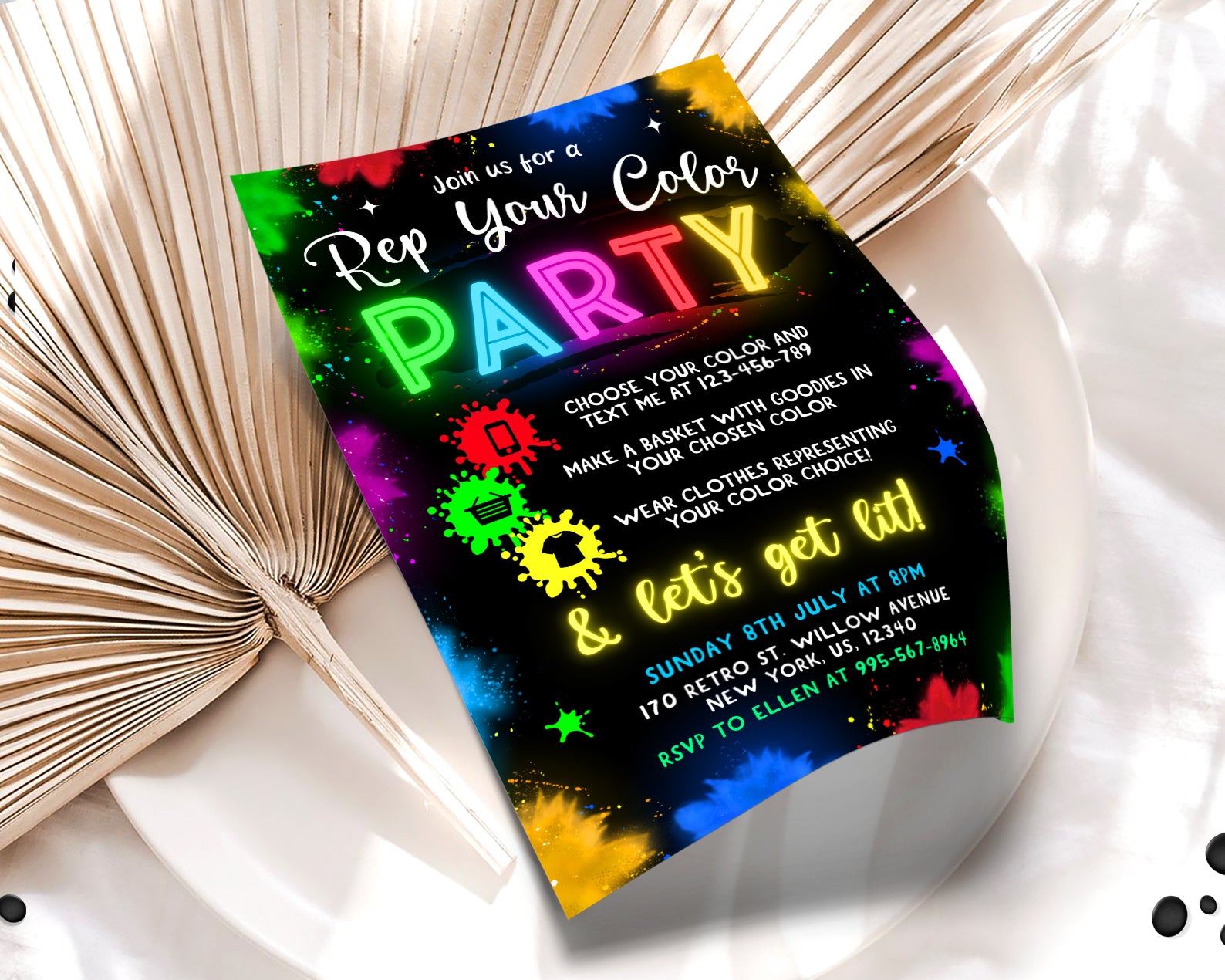 Color Party Invitation, Rep your color party invitation Etemply