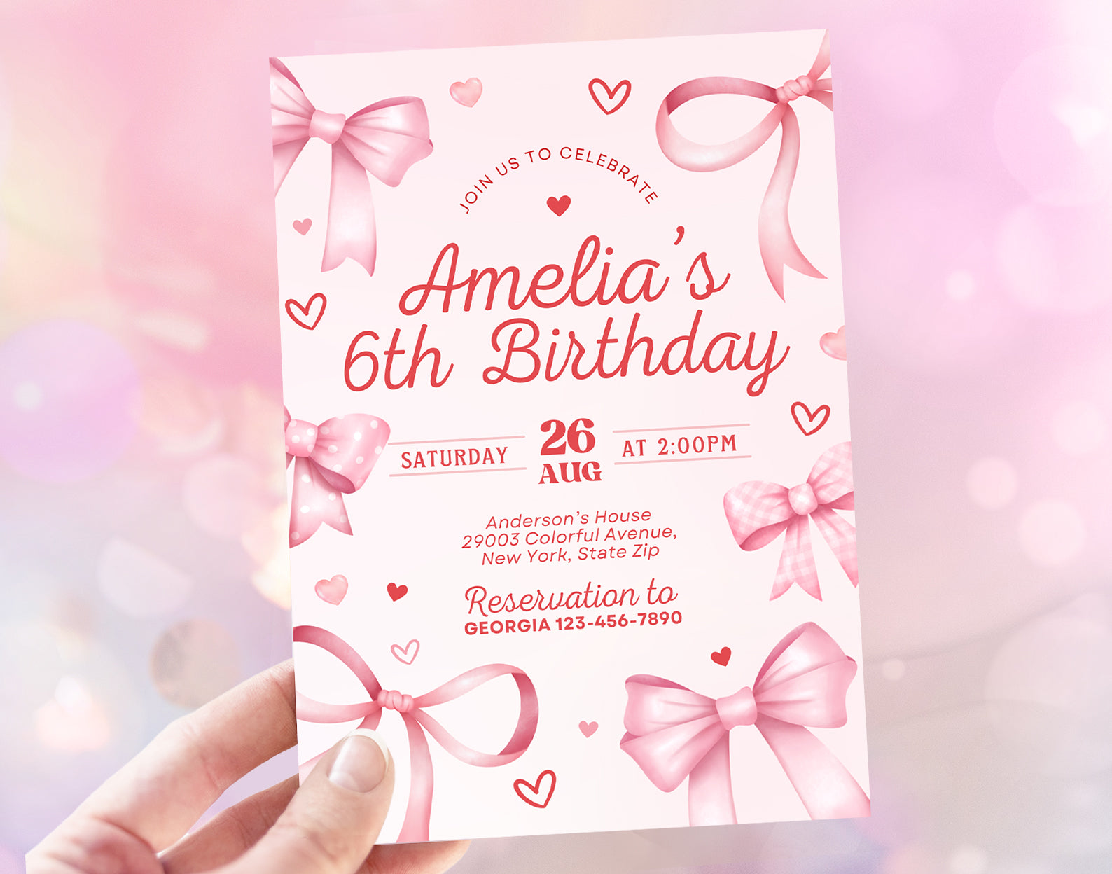 Bow Invitation, Coquette Birthday Invitation, Coquette Invites, Coquette Party Invite Etemply