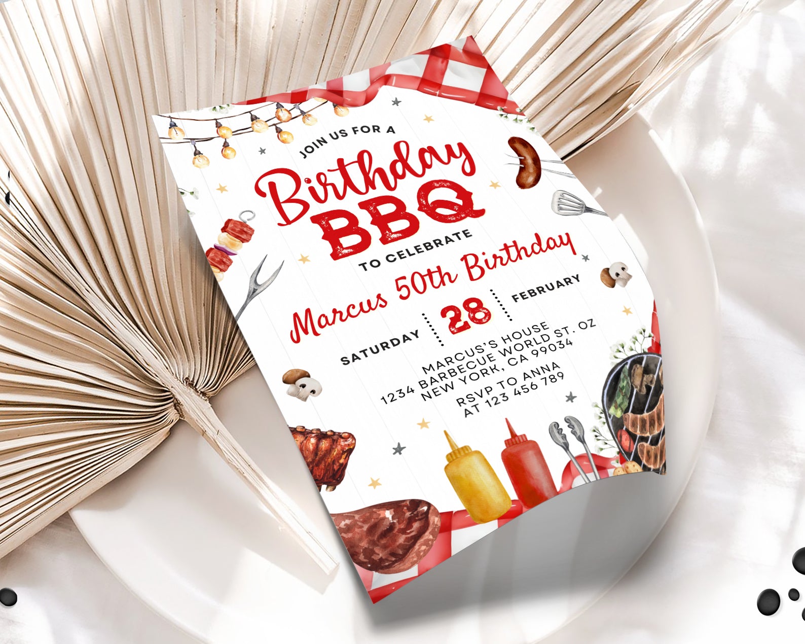 BBQ Birthday Invitation, Barbecue Party Invitation, BBQ Birthday Invites Etemply