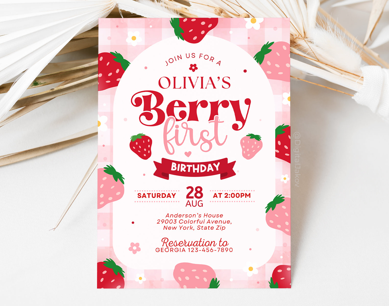Berry First Birthday Invitation, Berry 1st Birthday Invitation, Berry First Birthday Invite Etemply