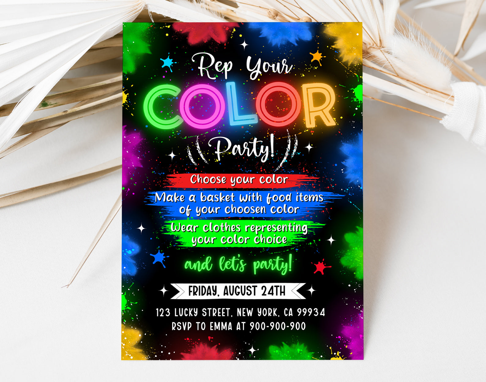 Color Party Invitation, Rep your color party invitation Etemply