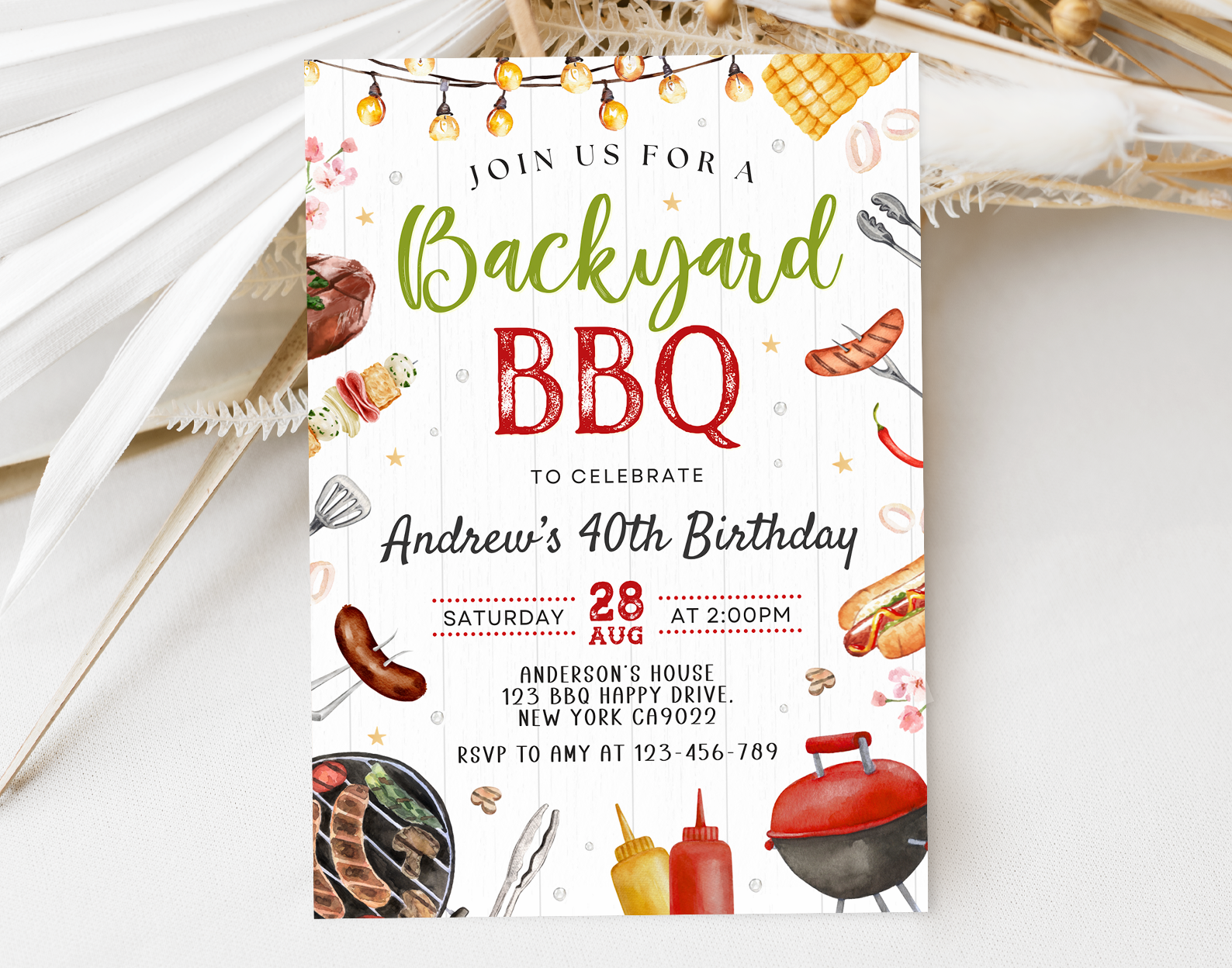 BBQ Invitation, Barbecue Party Invitation, BBQ Birthday Invitation Etemply