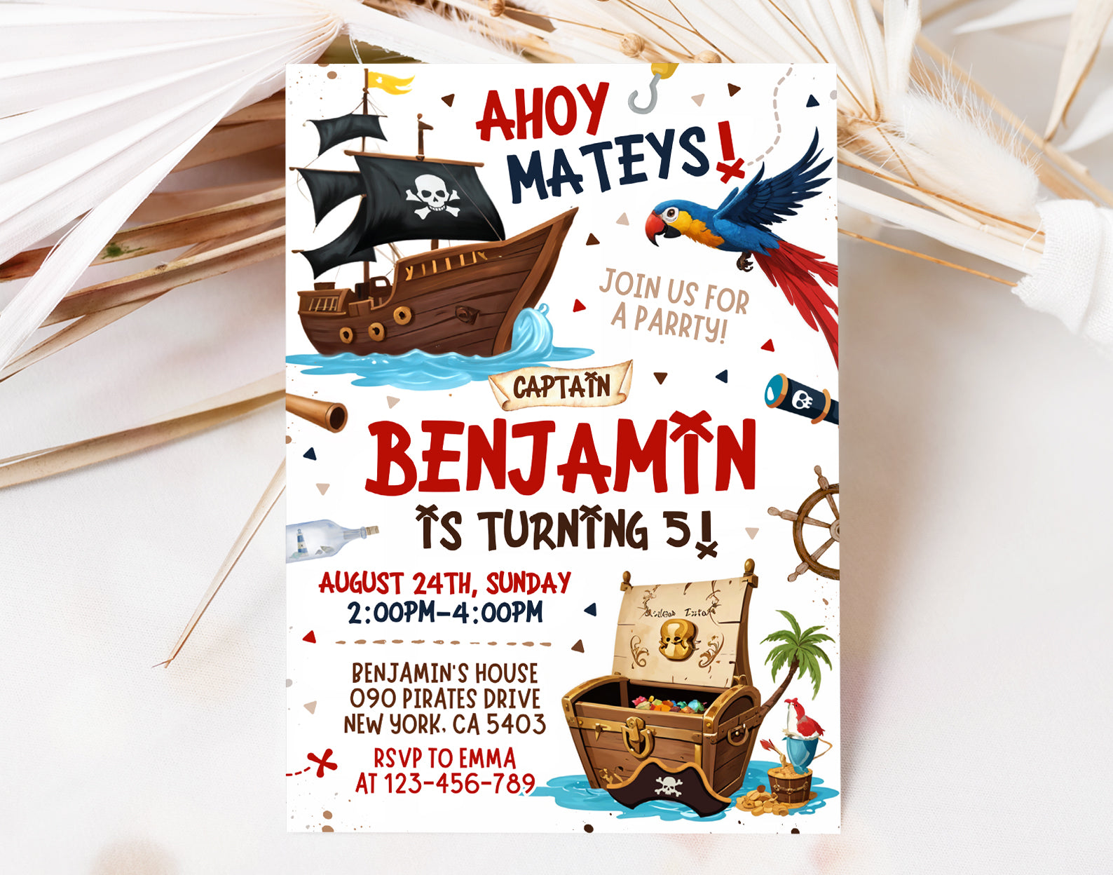 Pirate Birthday invitation, Pirate Invitation, Pirate Party Invite Etemply