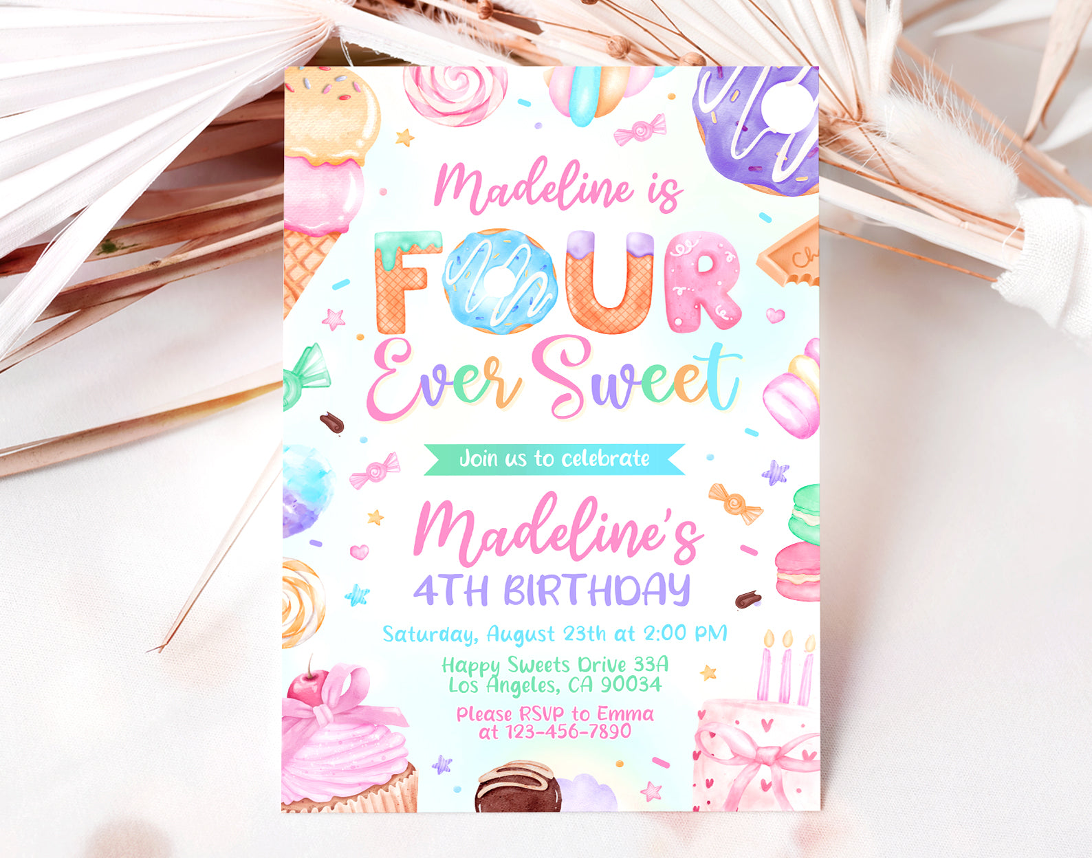 Four Ever Sweet Birthday Invitation, 4th Sweet Invitation Etemply
