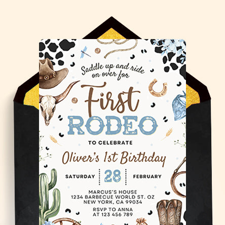 First Rodeo Birthday Invitations