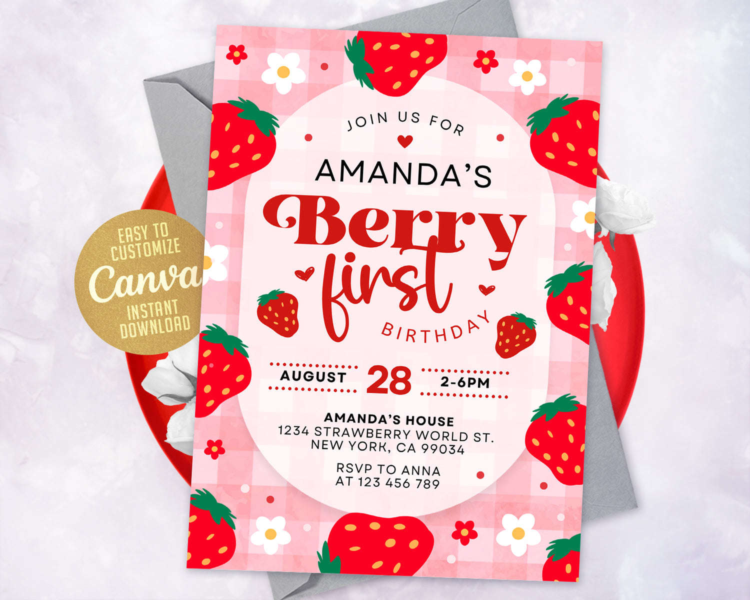 Berry First Birthday Invitations