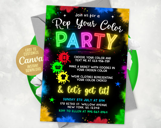 Color Party Invitation, Rep your color party invitation Etemply