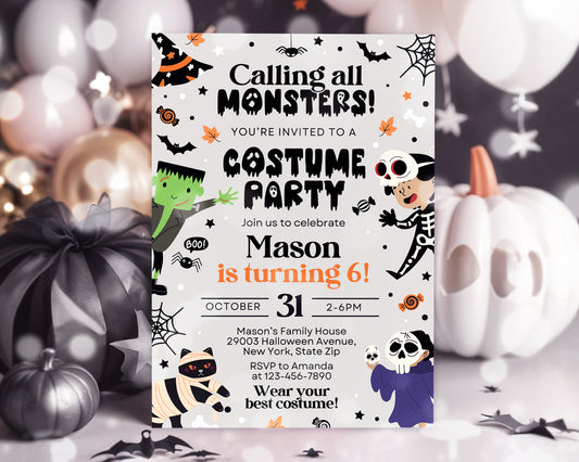 Halloween Costume Party Invitation, Halloween Party Invite Etemply