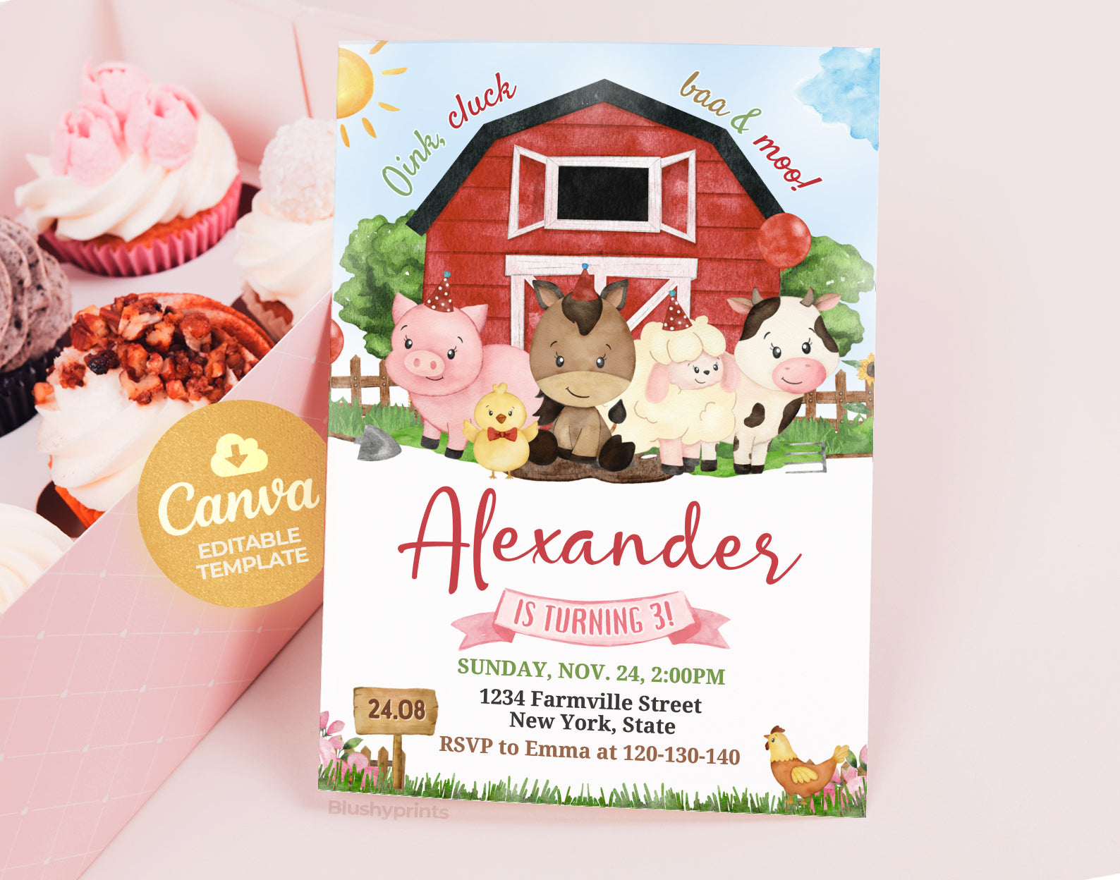 Farm Birthday Invitation, Ranch Kids Birthday, Barnyard Animals Party Invite Etemply