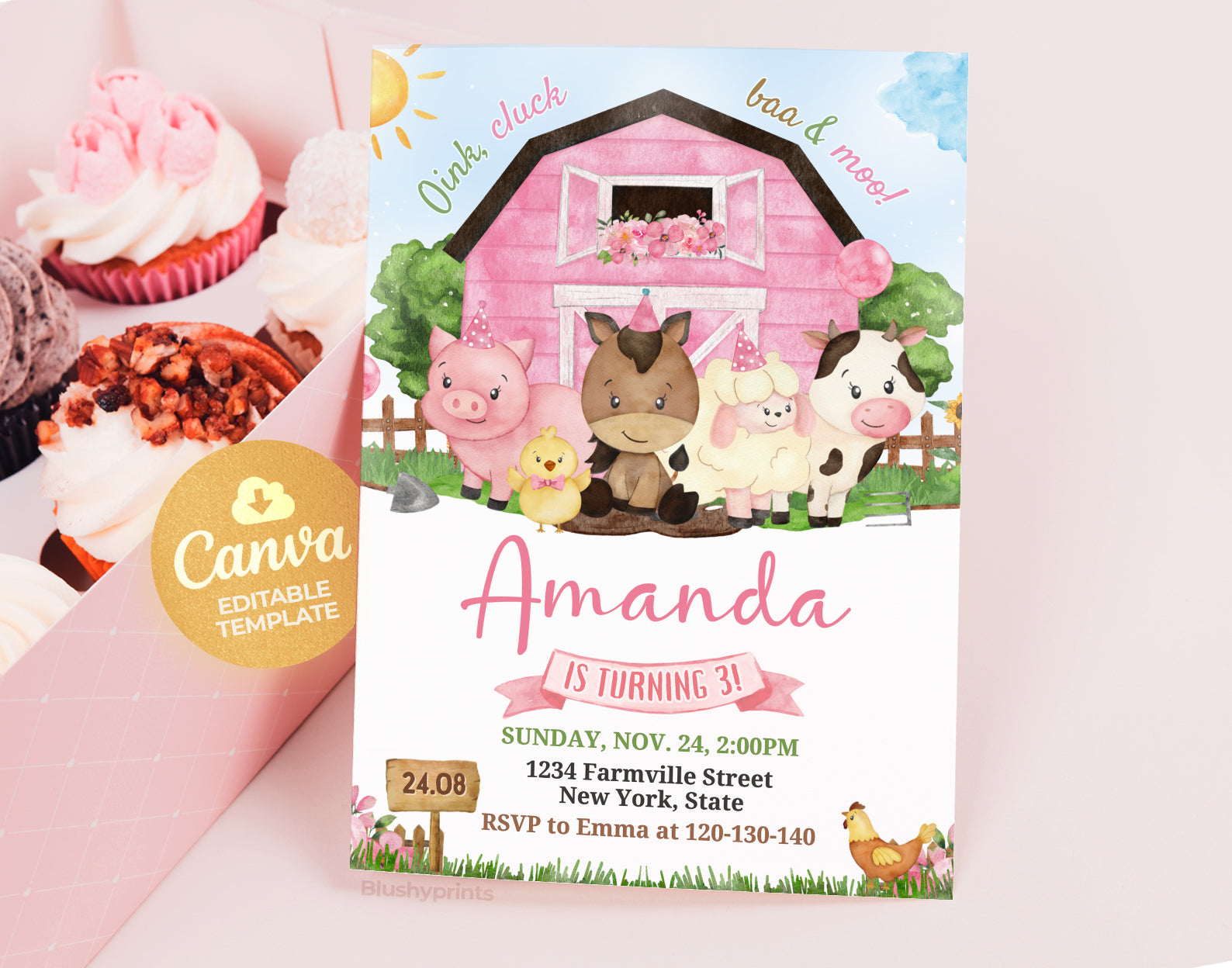 Farm Birthday Invitation, Ranch Kids Birthday, Barnyard Animals Party Invite Etemply