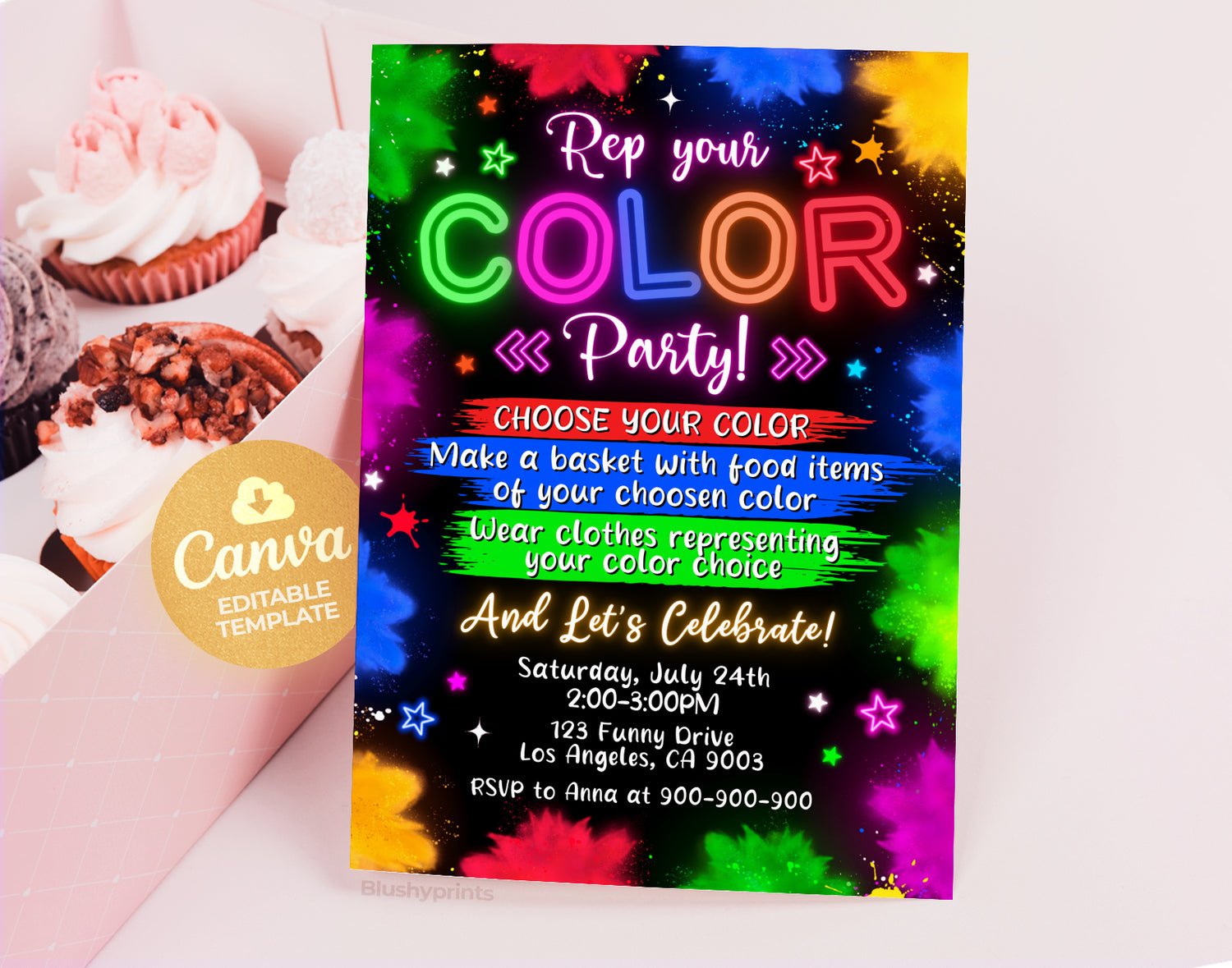 Color Party Inviations