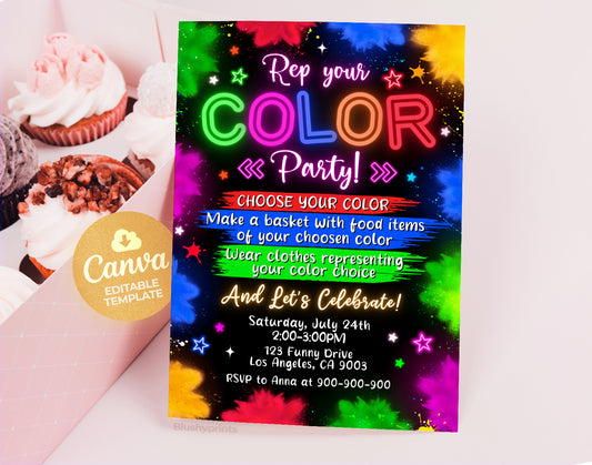 Color Party Invitation, Rep your color party invitation Etemply