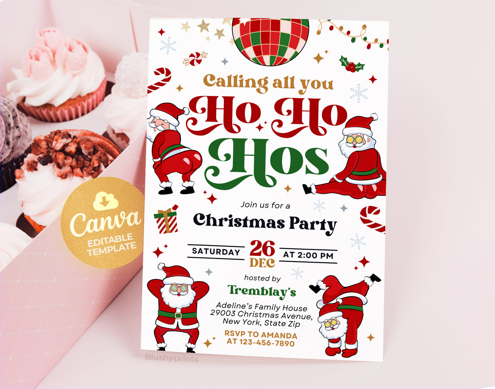 Funny Christmas Party Invitation, Calling all you Ho Ho Hos Invitation Etemply