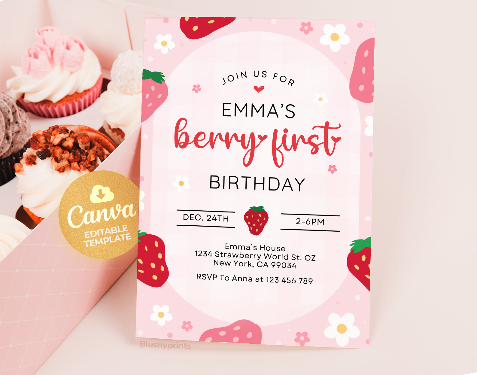 Berry First Birthday Invitation Etemply