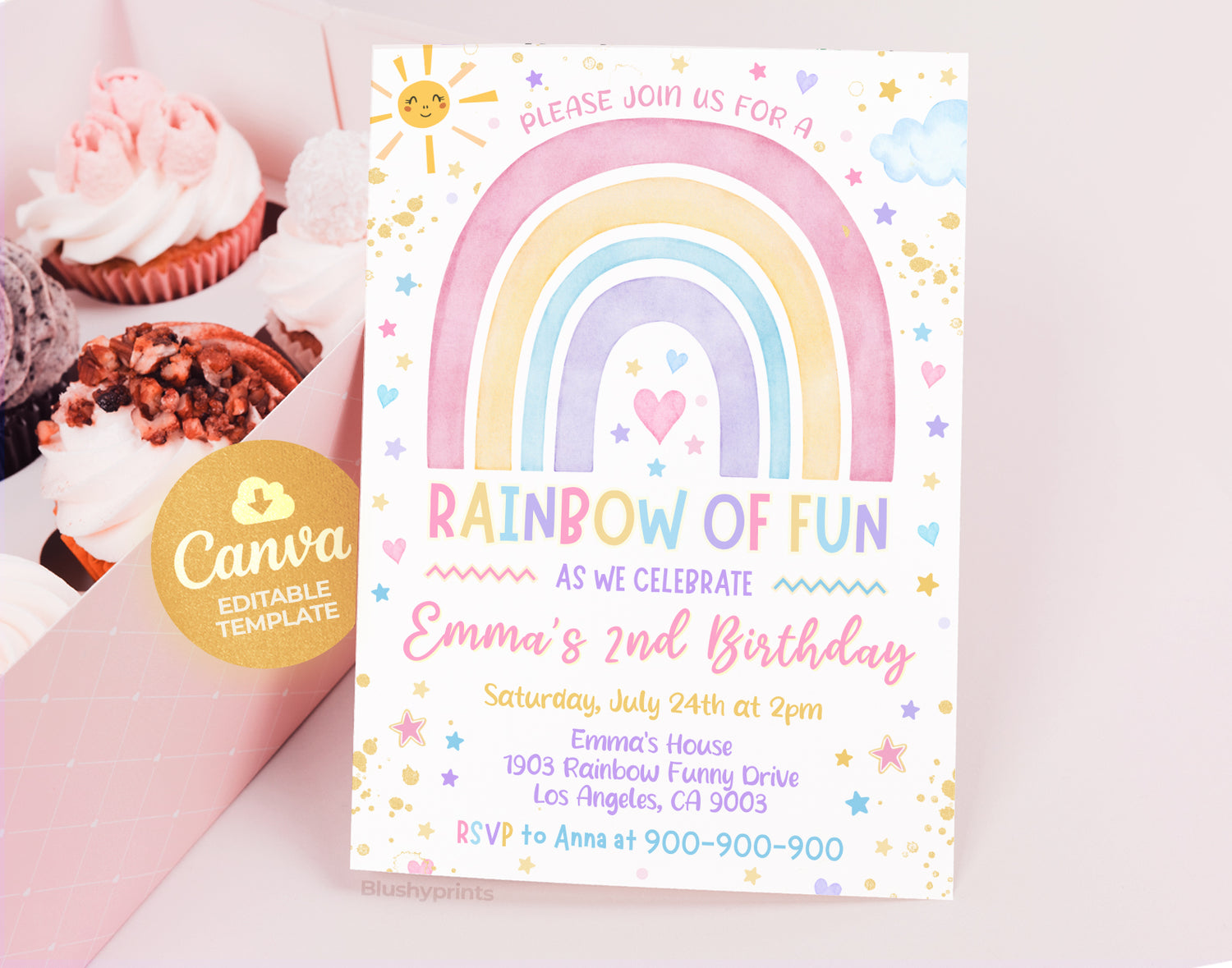 Rainbow Birthday Party Invitations