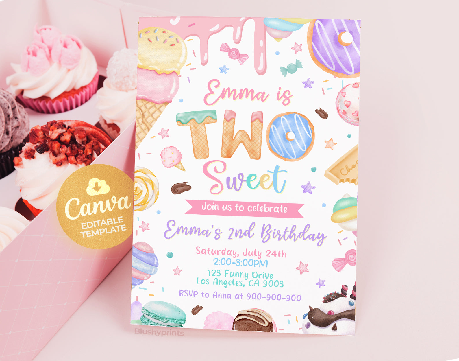 Two Sweet Birthday Invitation Etemply