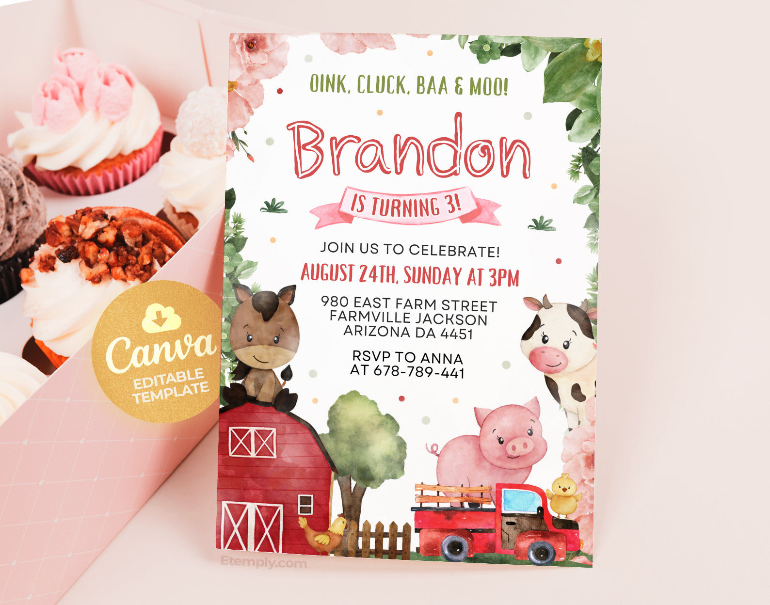 Farm Birthday Invitation Etemply