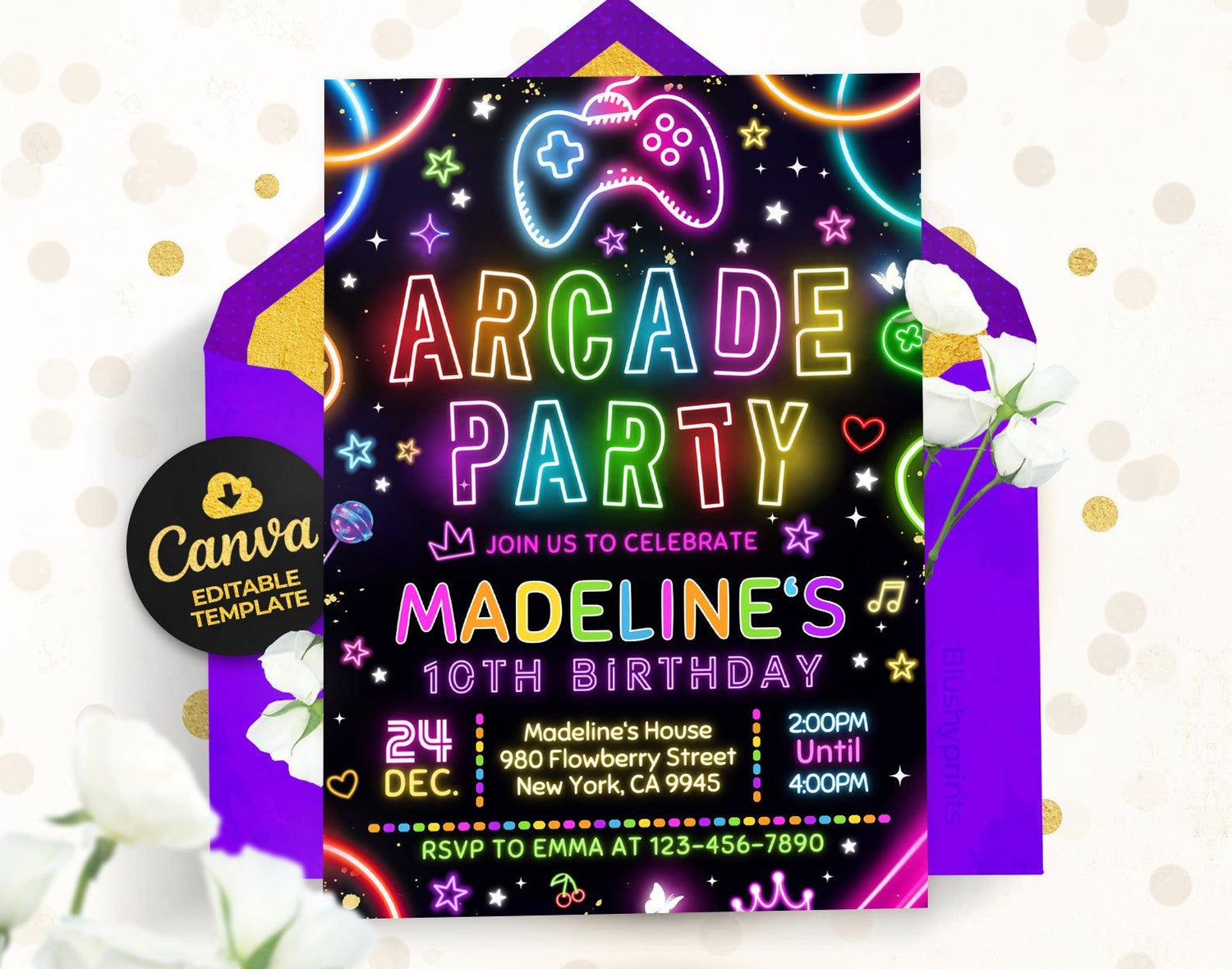 Arcade Birthday Invitations
