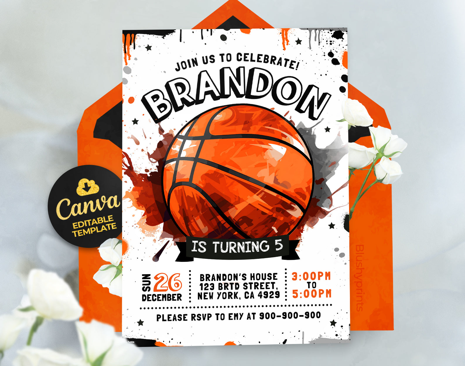 Basketball Birthday Invitation Etemply