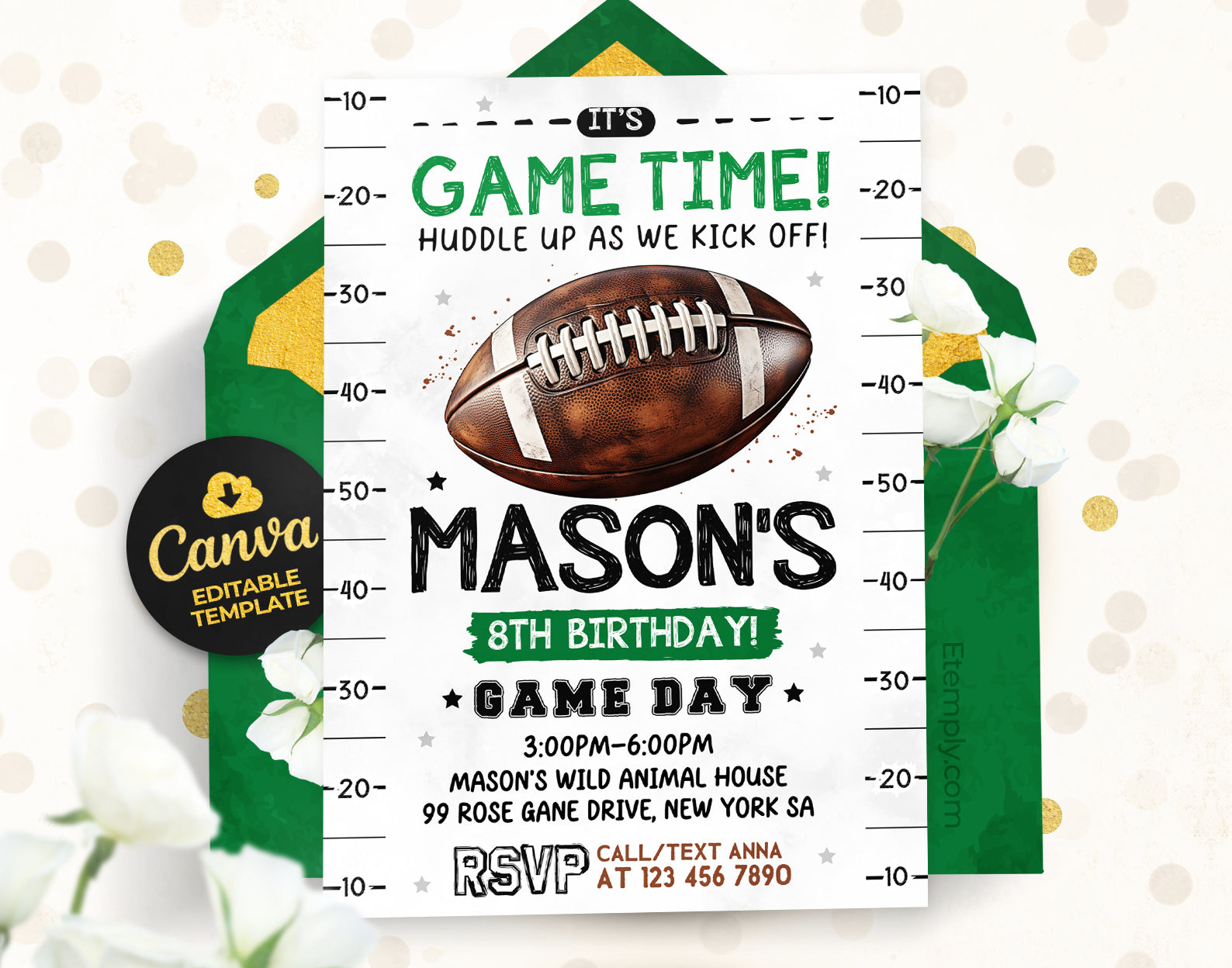 Football Birthday Invitation Etemply