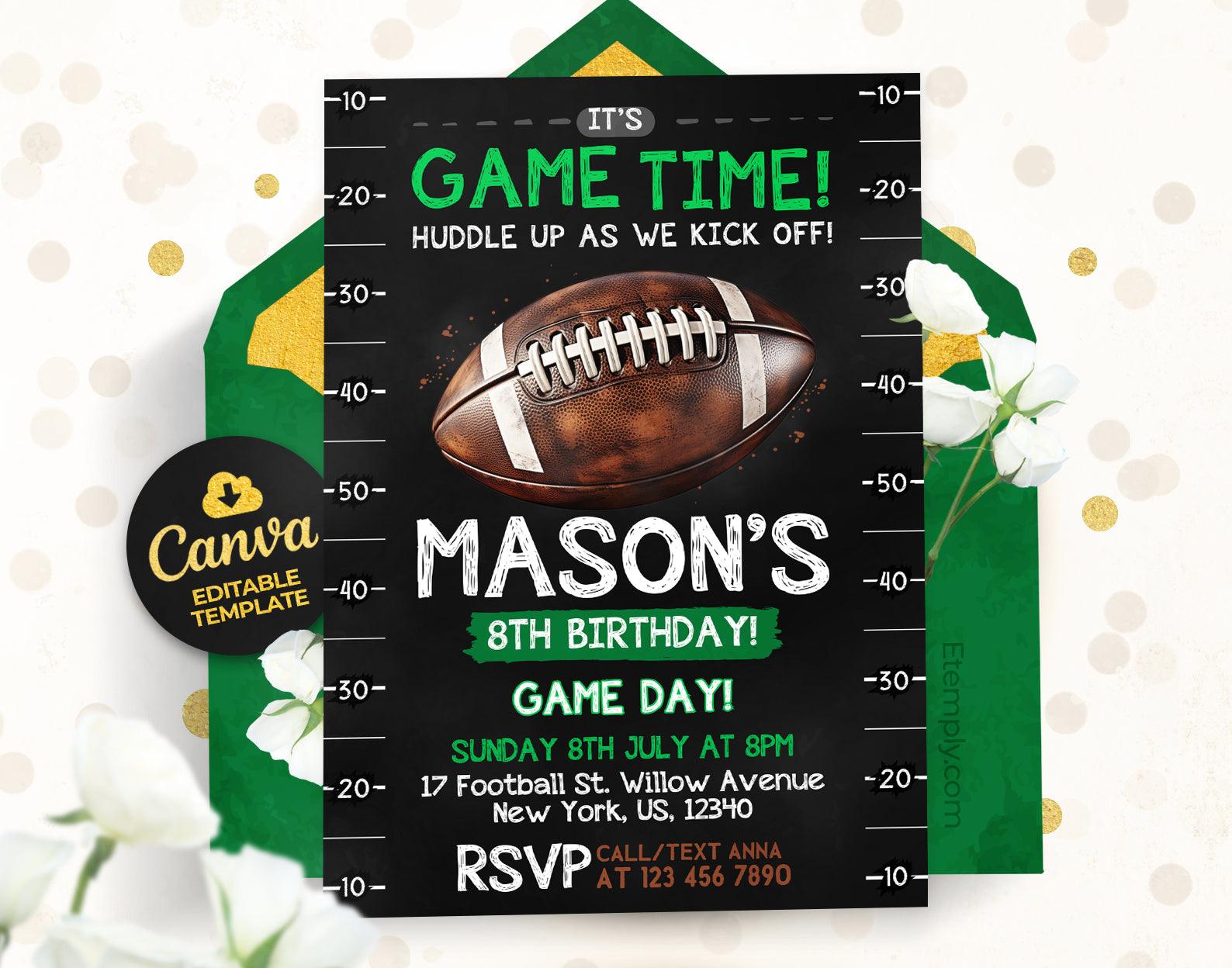 Football Birthday Invitation Etemply