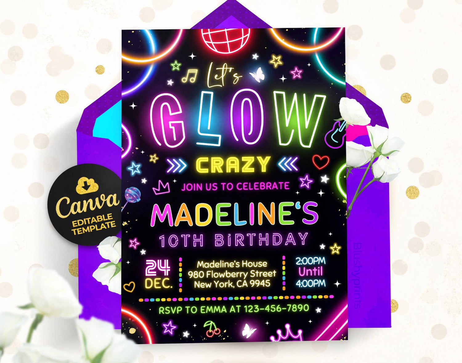 Glow Party Invitations