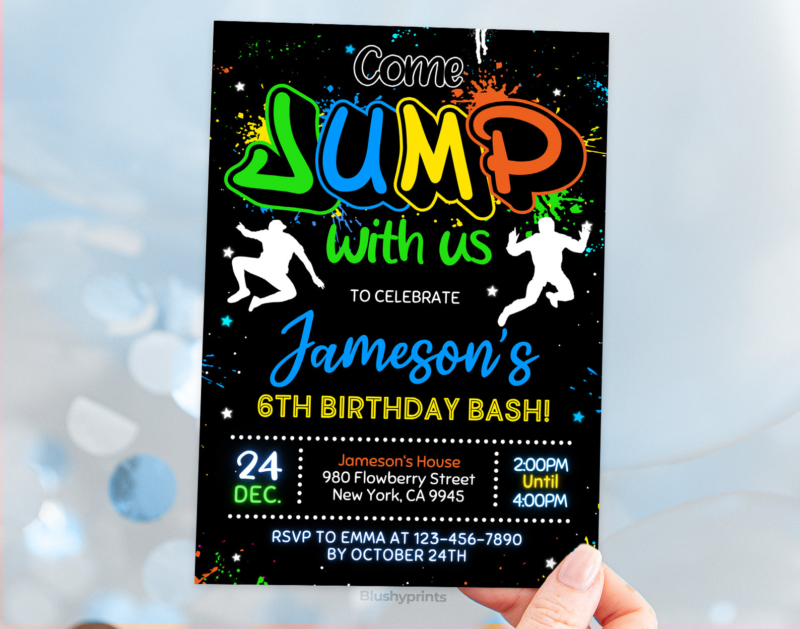 Jump Birthday Invitation Etemply