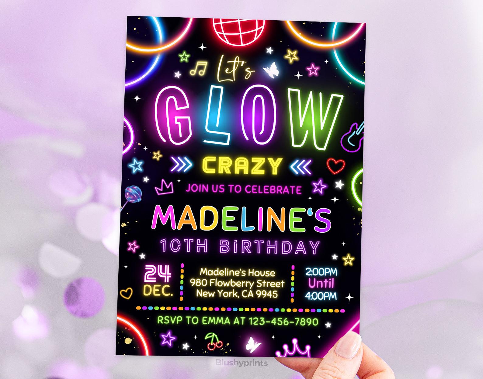 Glow Birthday Invitation Etemply