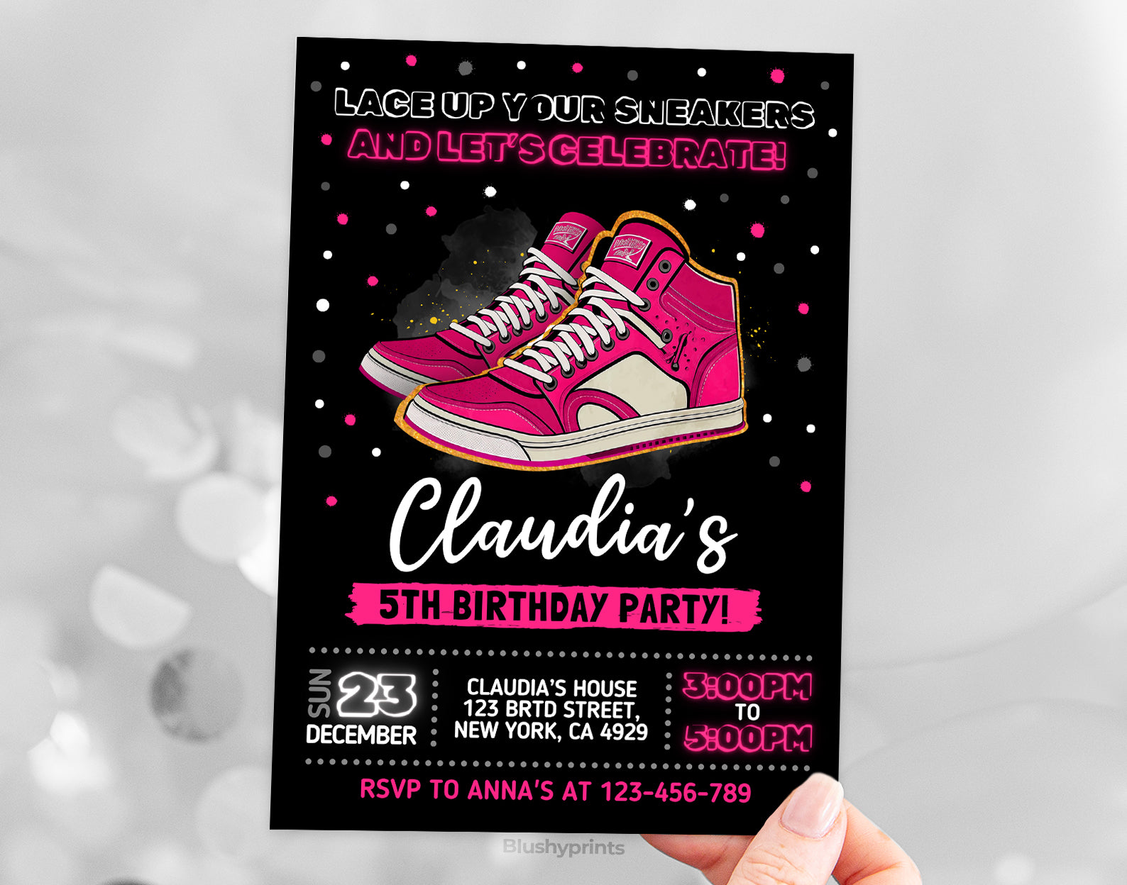 Sneaker Ball Invitation, Pink Sneaker Bash Etemply