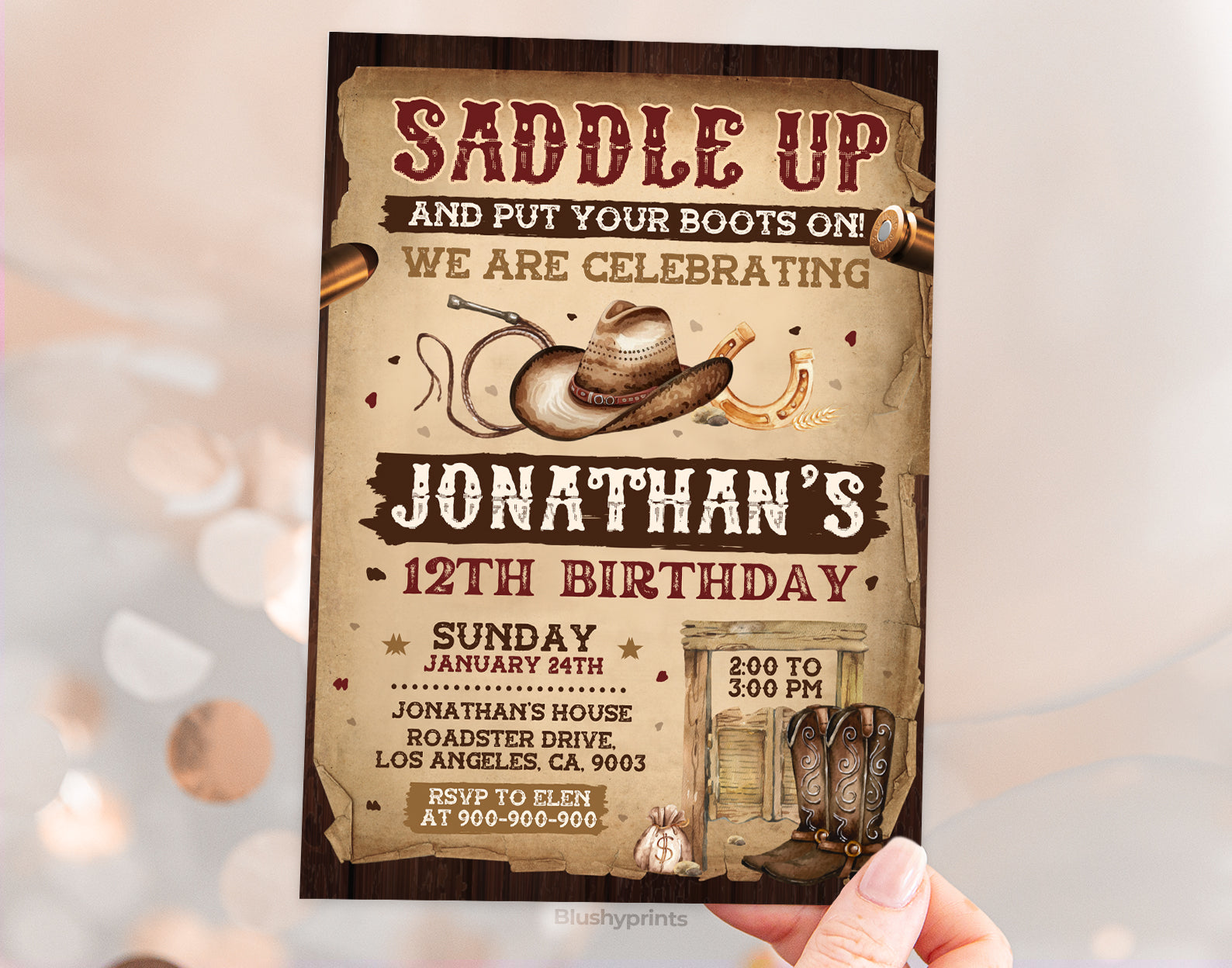 Western Birthday Invitation Etemply