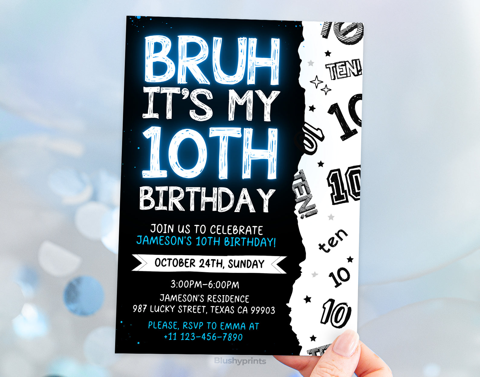 10th Bruh Birthday Invitation, Bruh its my birthday Invitation Etemply
