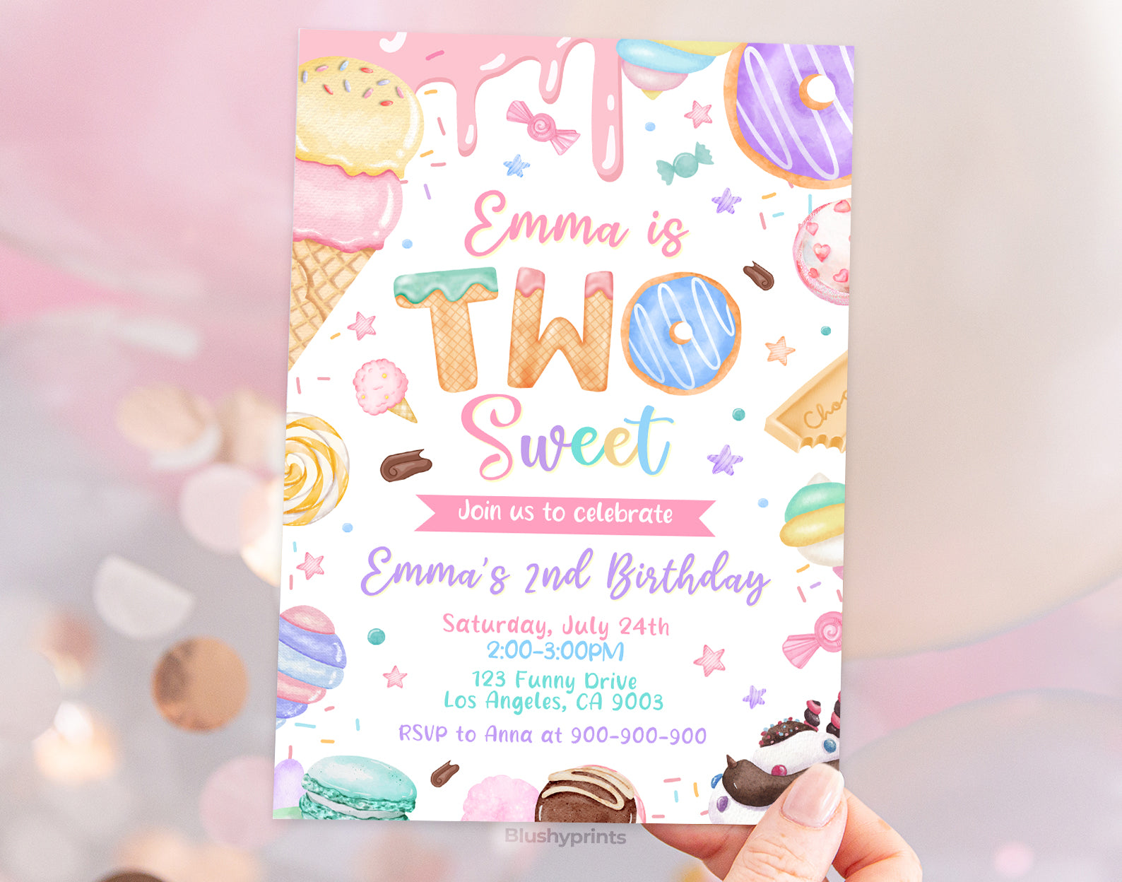 Two Sweet Birthday Invitation Etemply