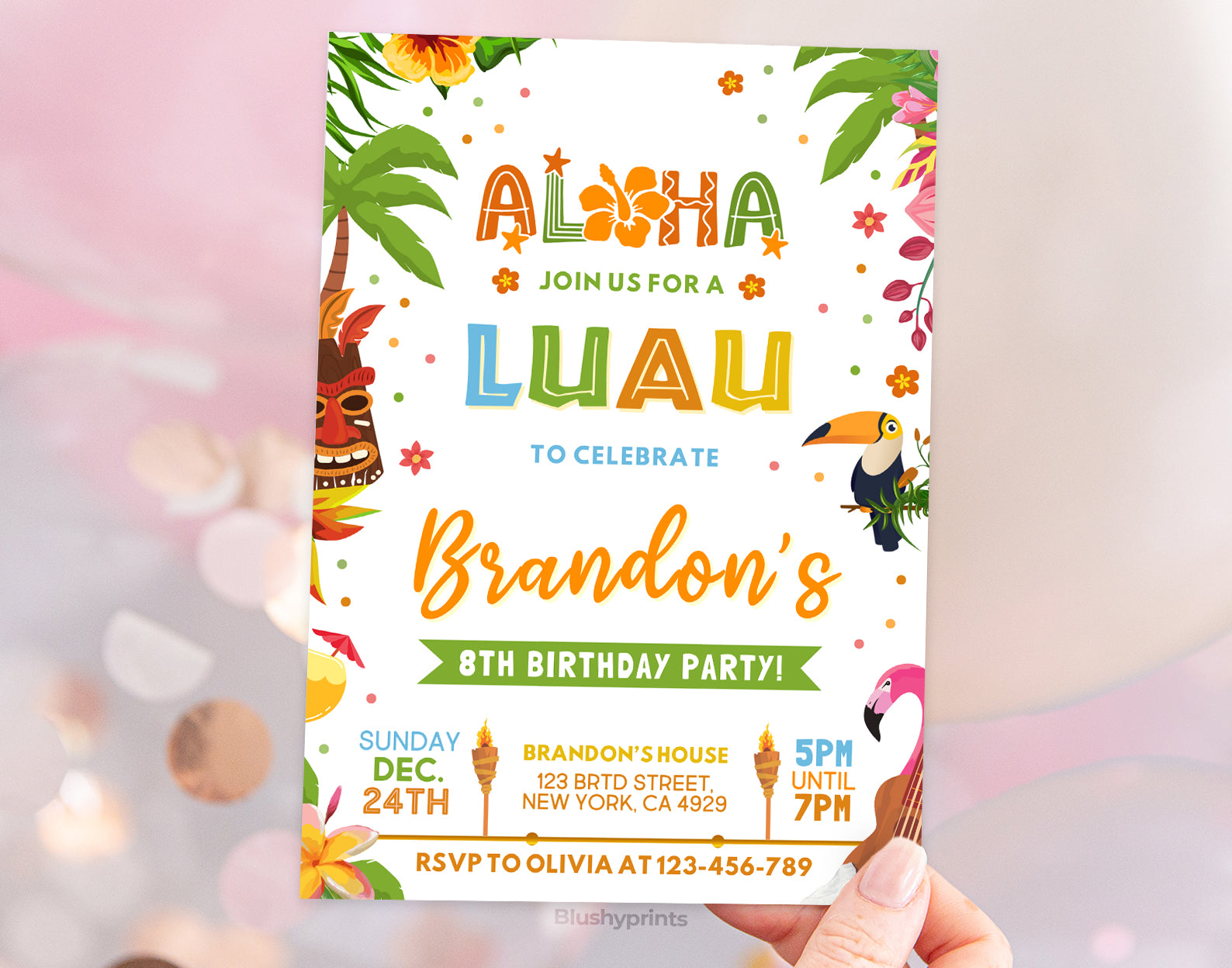 Luau Party Invitation, Aloha Tropical Party Invitation Etemply