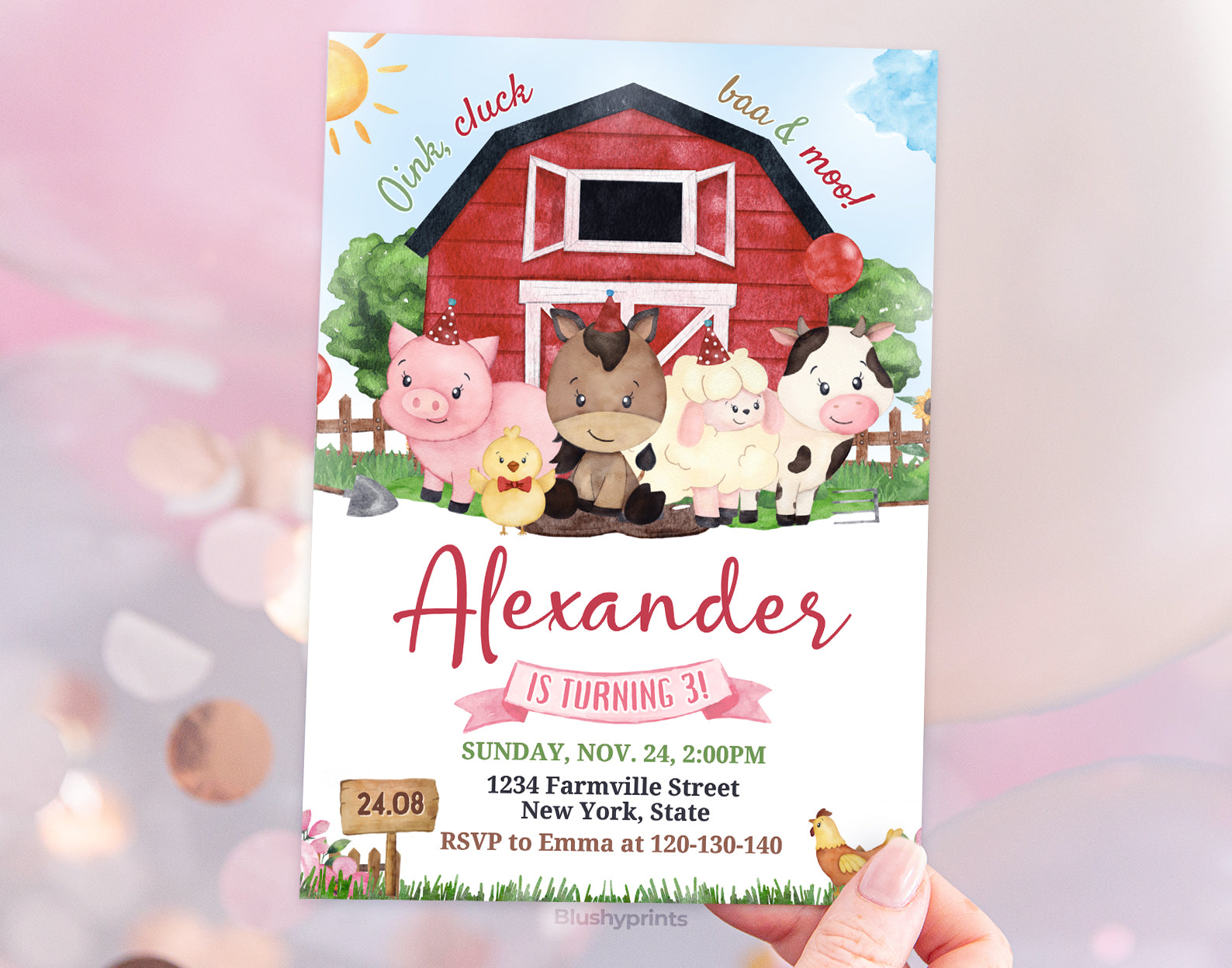 Farm Birthday Invitation, Ranch Kids Birthday, Barnyard Animals Party Invite Etemply