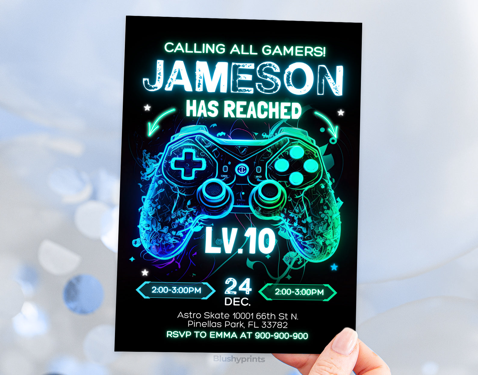 Gamer Birthday Invitation Etemply