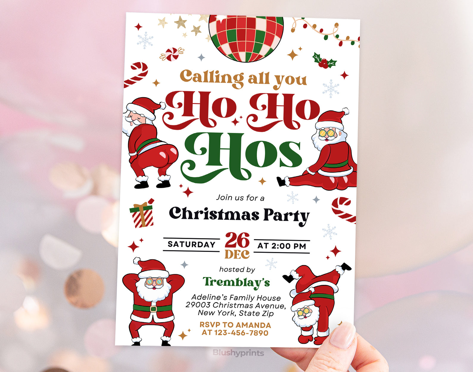 Funny Christmas Party Invitation, Calling all you Ho Ho Hos Invitation Etemply