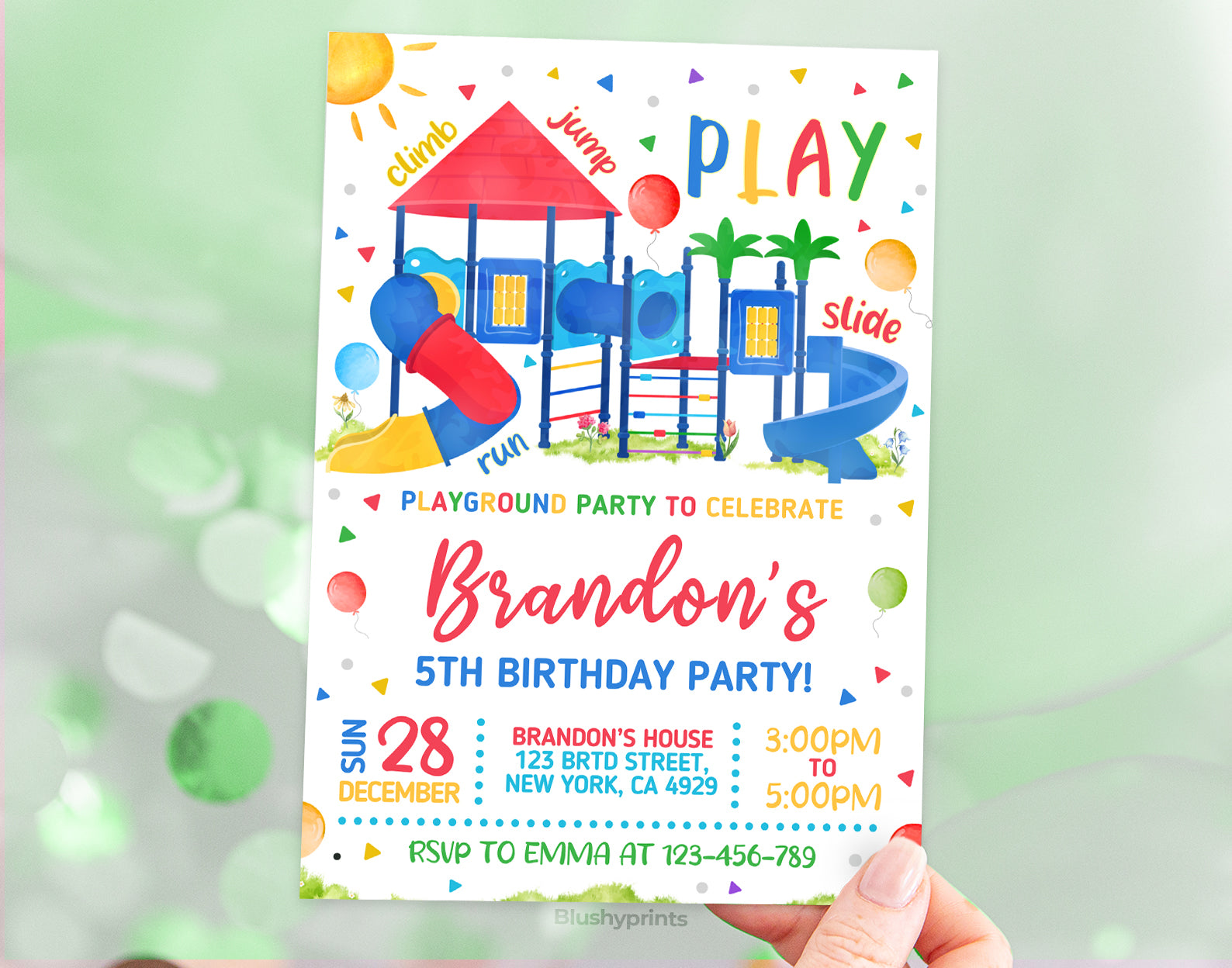 Park Playground Birthday Invitation Etemply