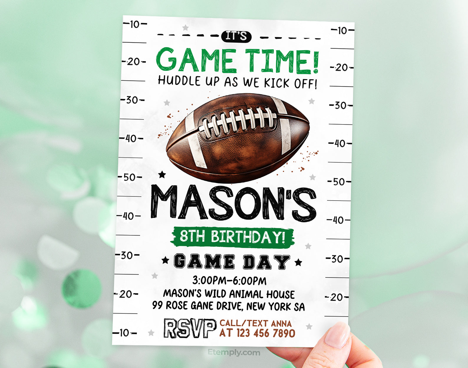 Football Birthday Invitation Etemply