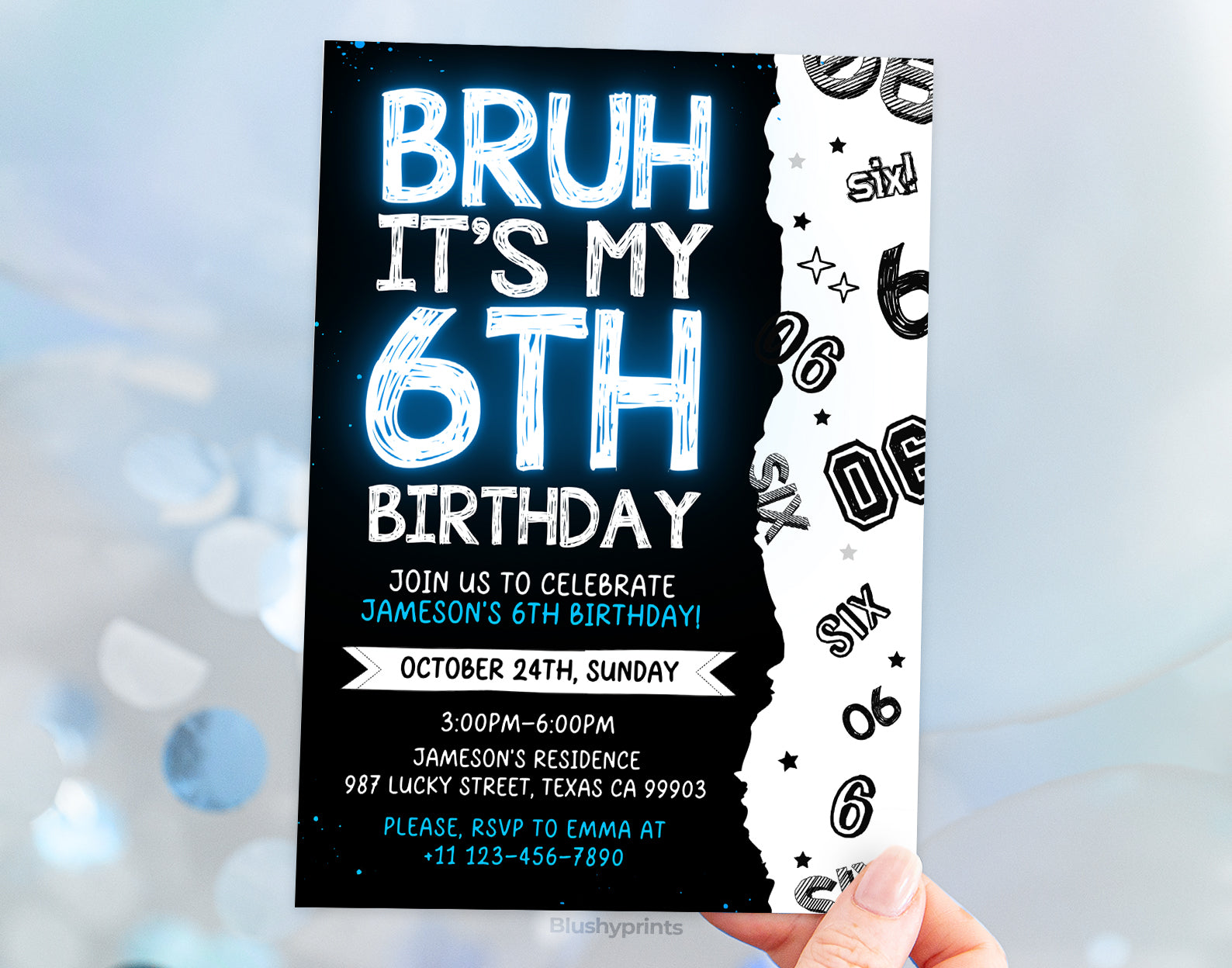 6th Bruh Birthday Invitation, Bruh its my birthday Invitation Etemply