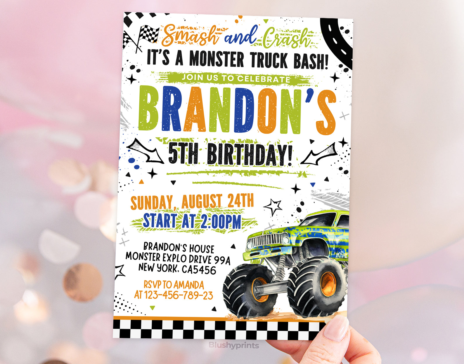 Monster Trucks Birthday Invitation Etemply