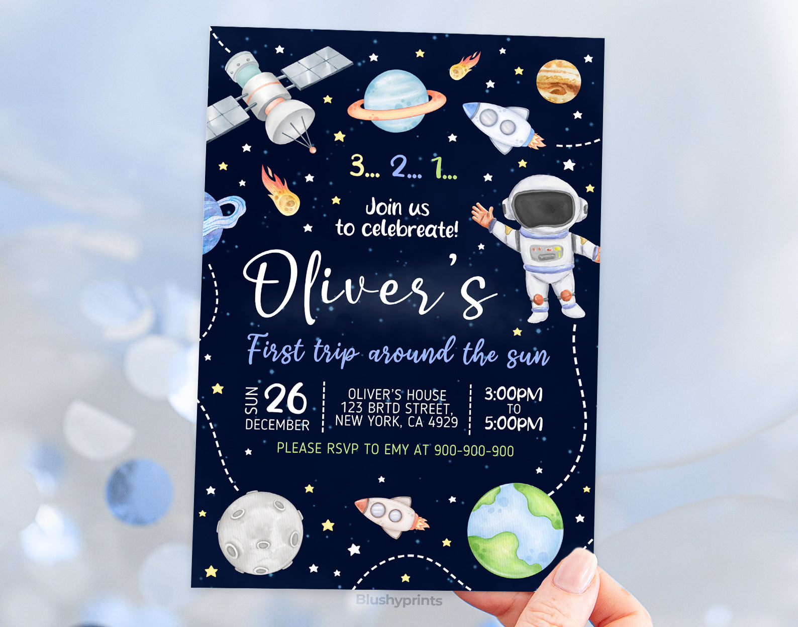 Space Birthday Invitation Etemply