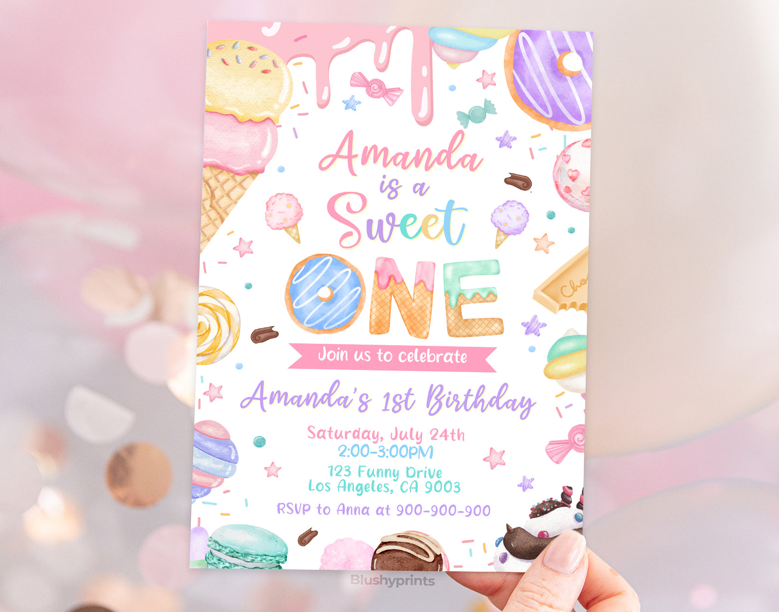 Sweet One Birthday Invitation Etemply