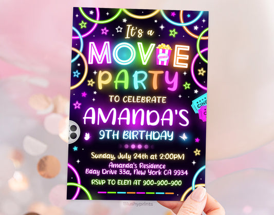 Movie Night Invitation, Movie Birthday Invite Etemply