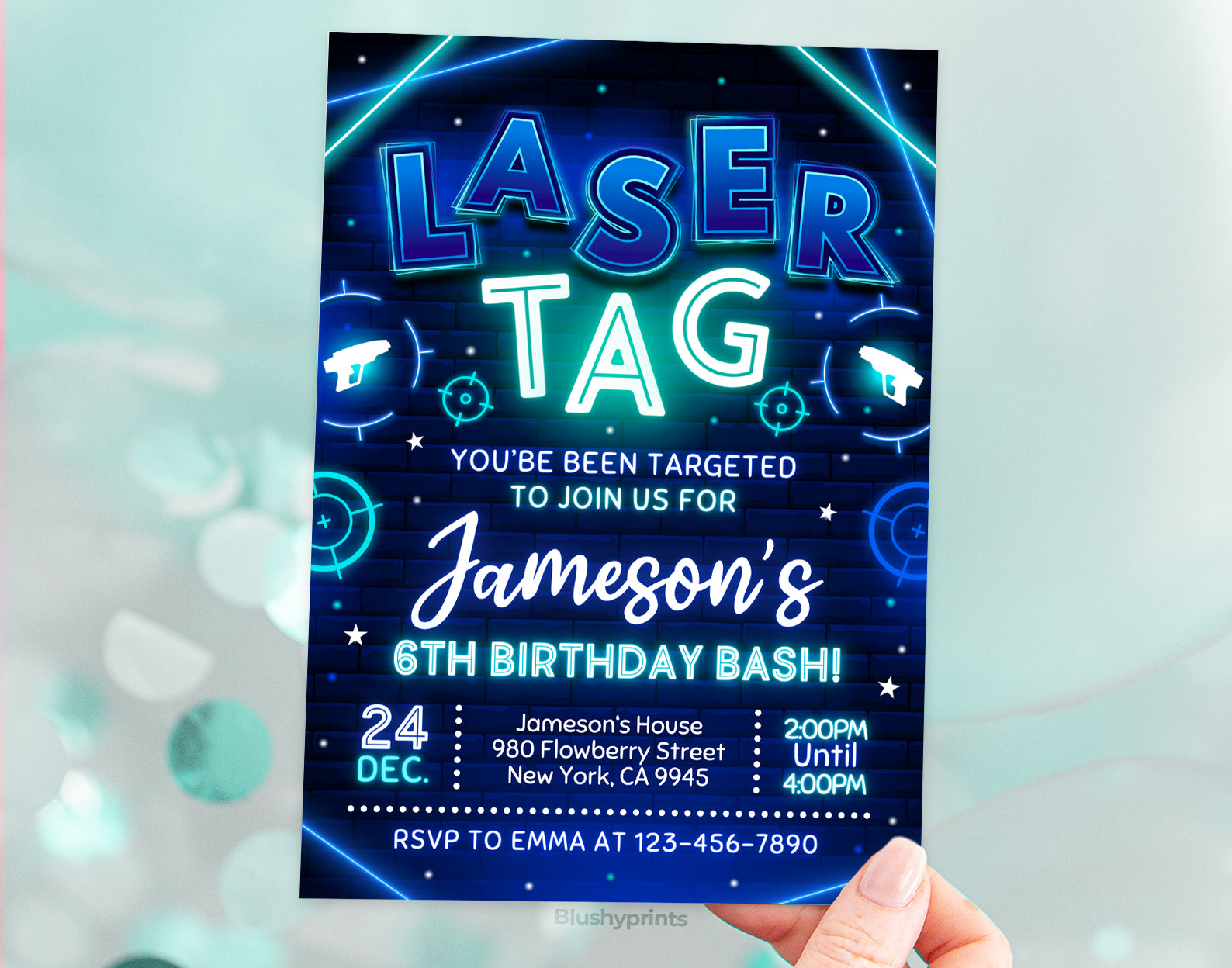 Laser Tag Birthday Invitation Etemply