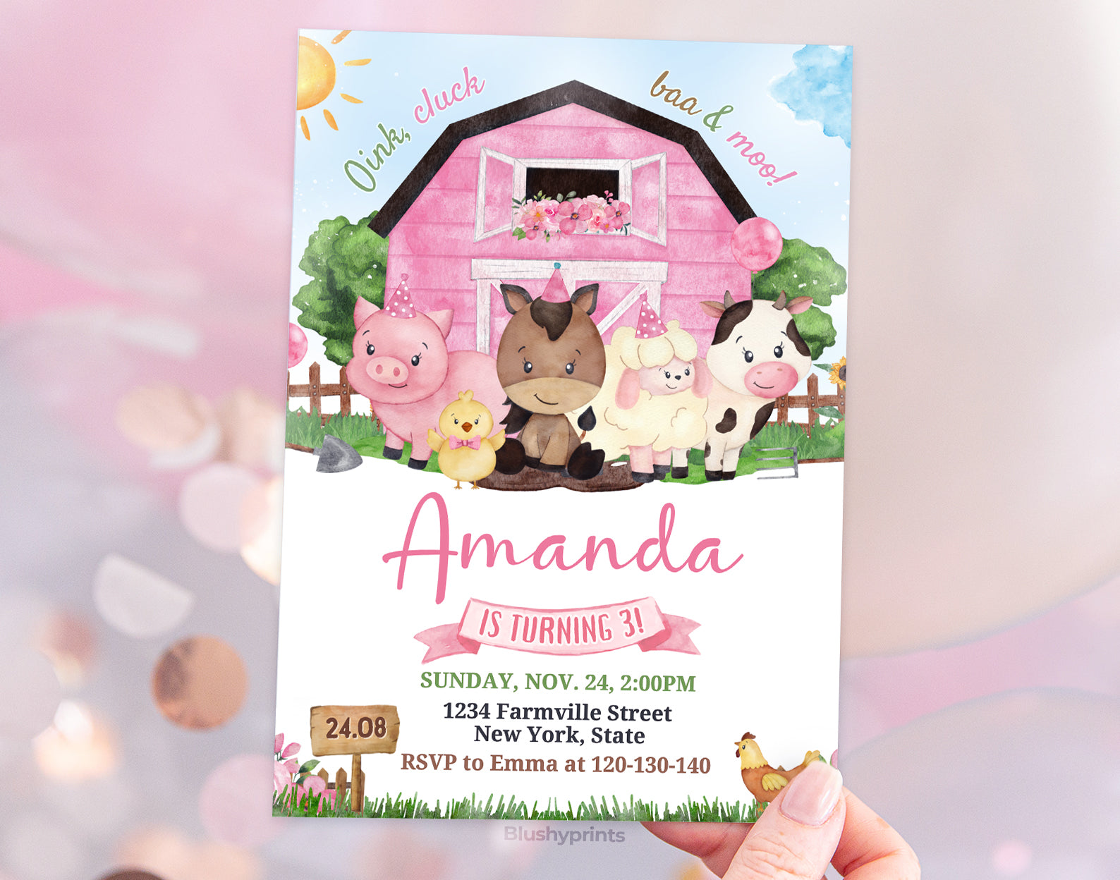 Farm Birthday Invitation, Ranch Kids Birthday, Barnyard Animals Party Invite Etemply