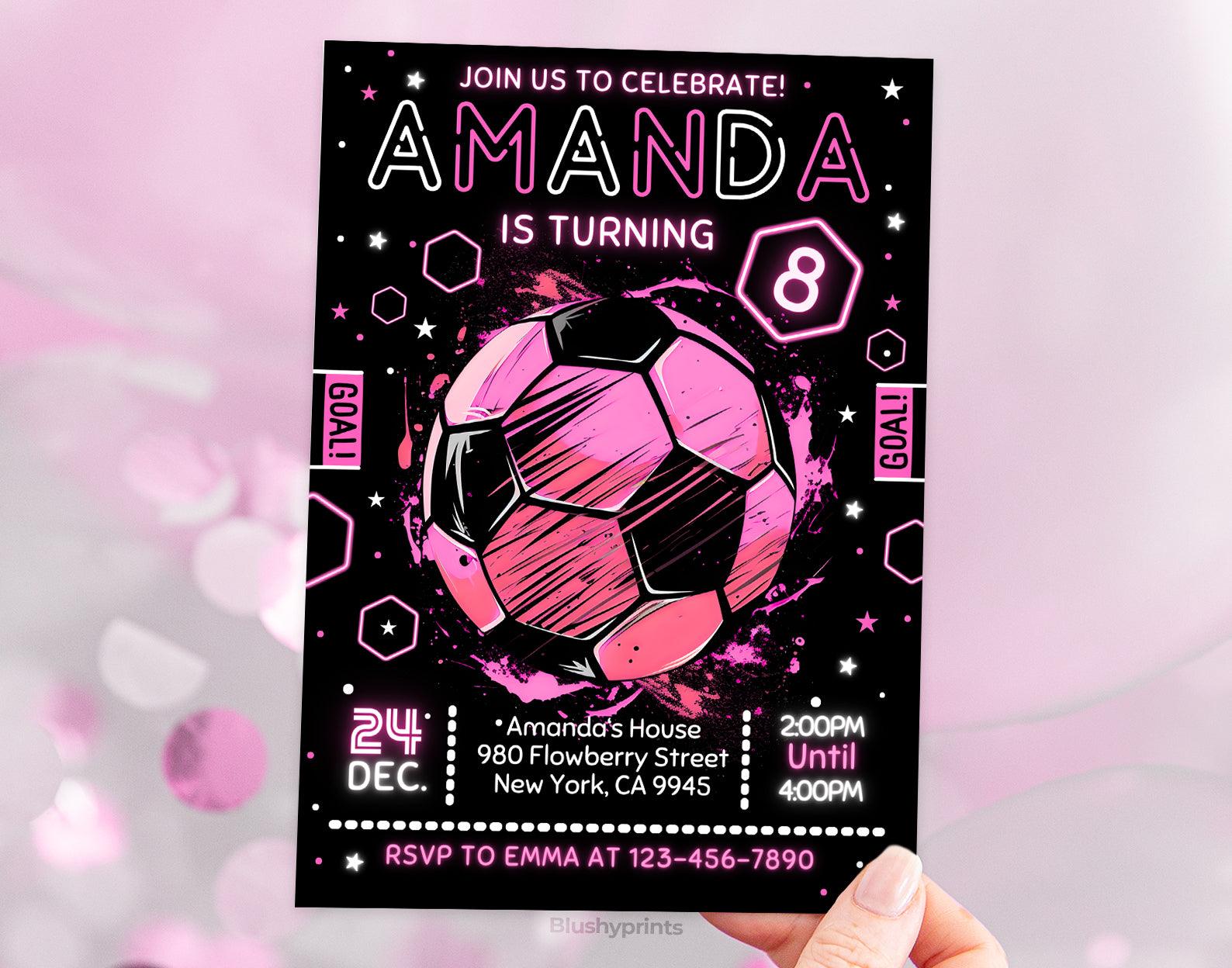 Soccer Girl Birthday Invitation Etemply