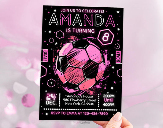 Soccer Girl Birthday Invitation Etemply