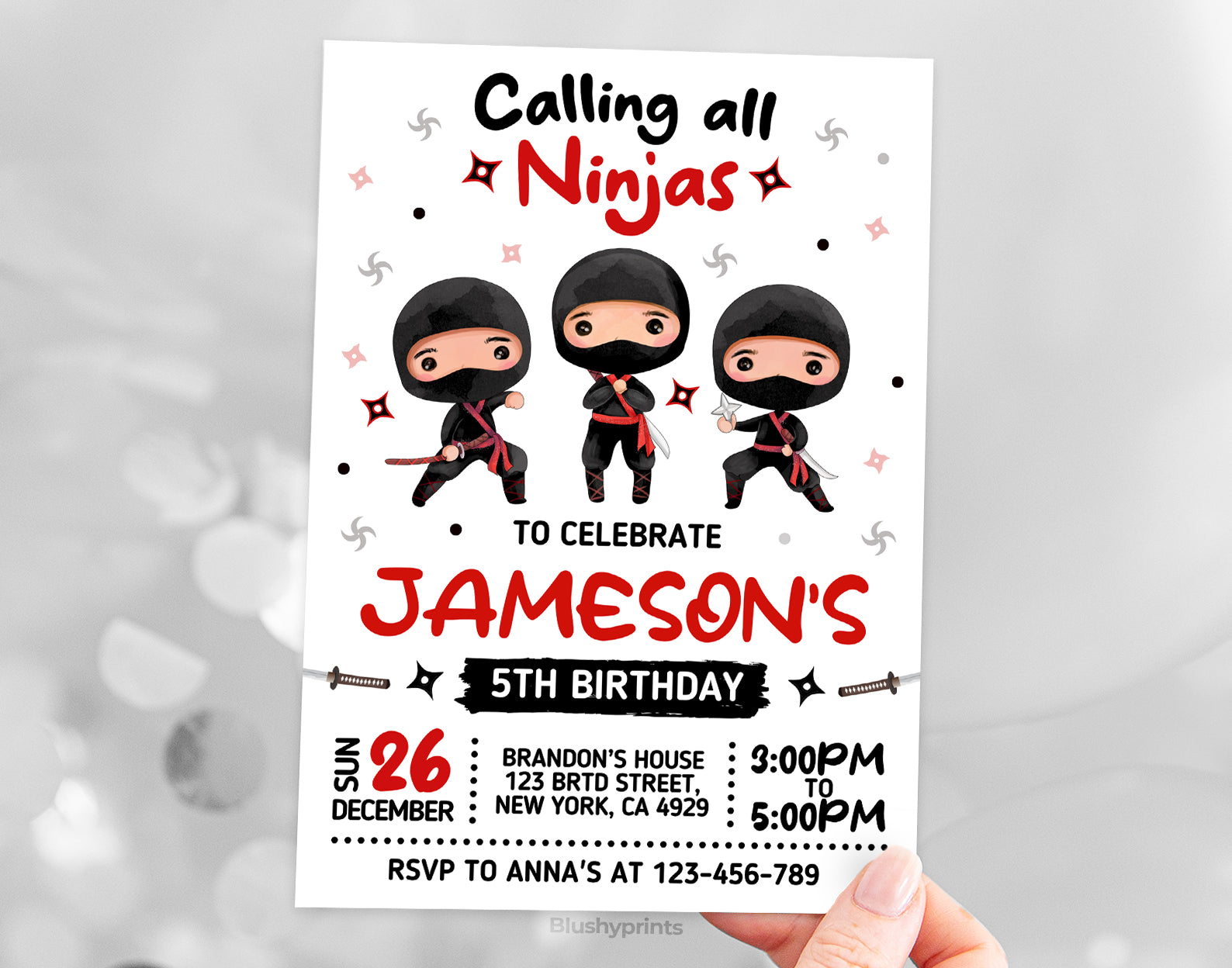 Ninja Birthday Invitation Etemply