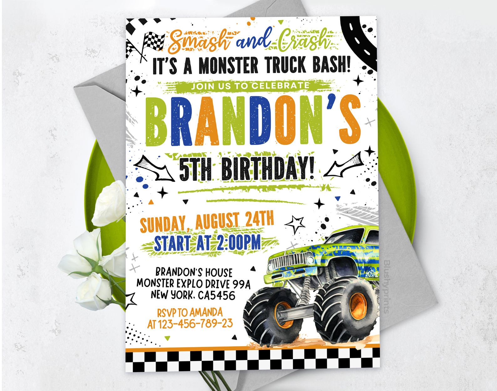 Monster Trucks Birthday Invitation Etemply