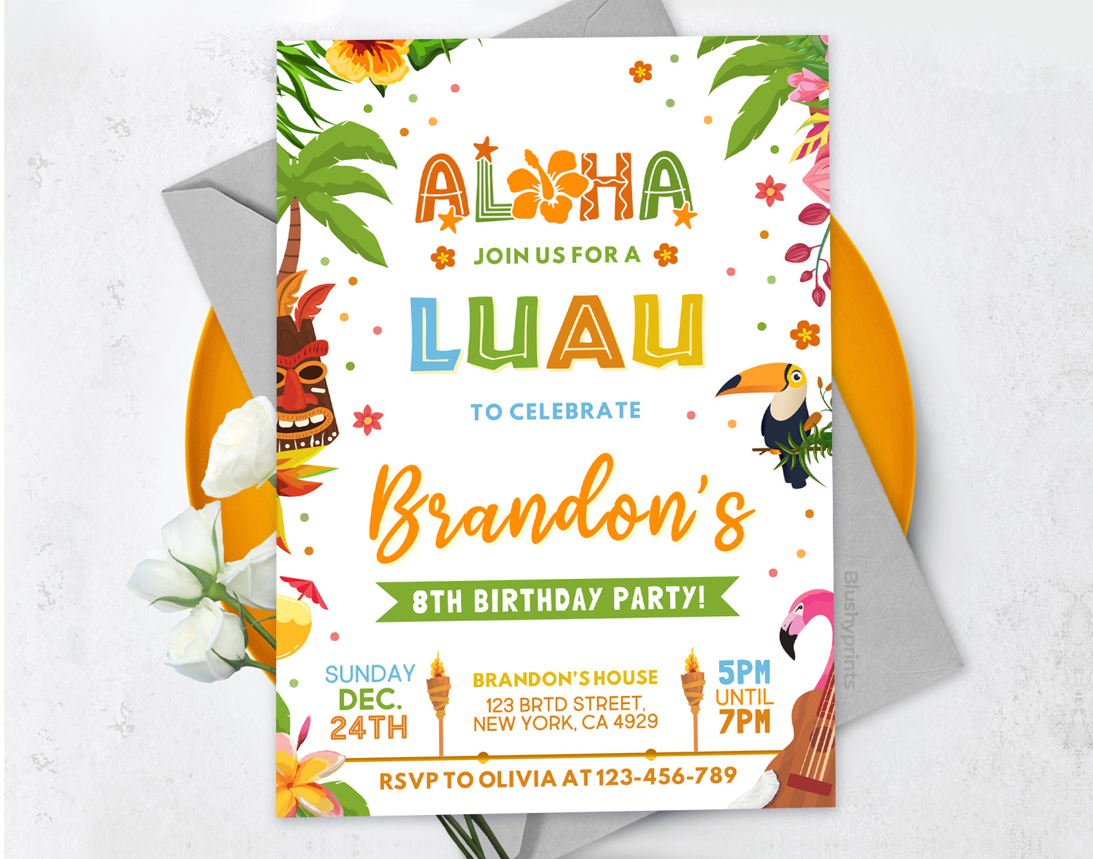 Luau Party Invitation, Aloha Tropical Party Invitation Etemply